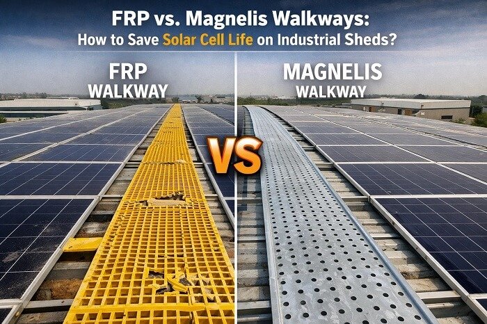 FRP vs Magnelis Walkways: Which Is Better for Industrial Solar Roofs